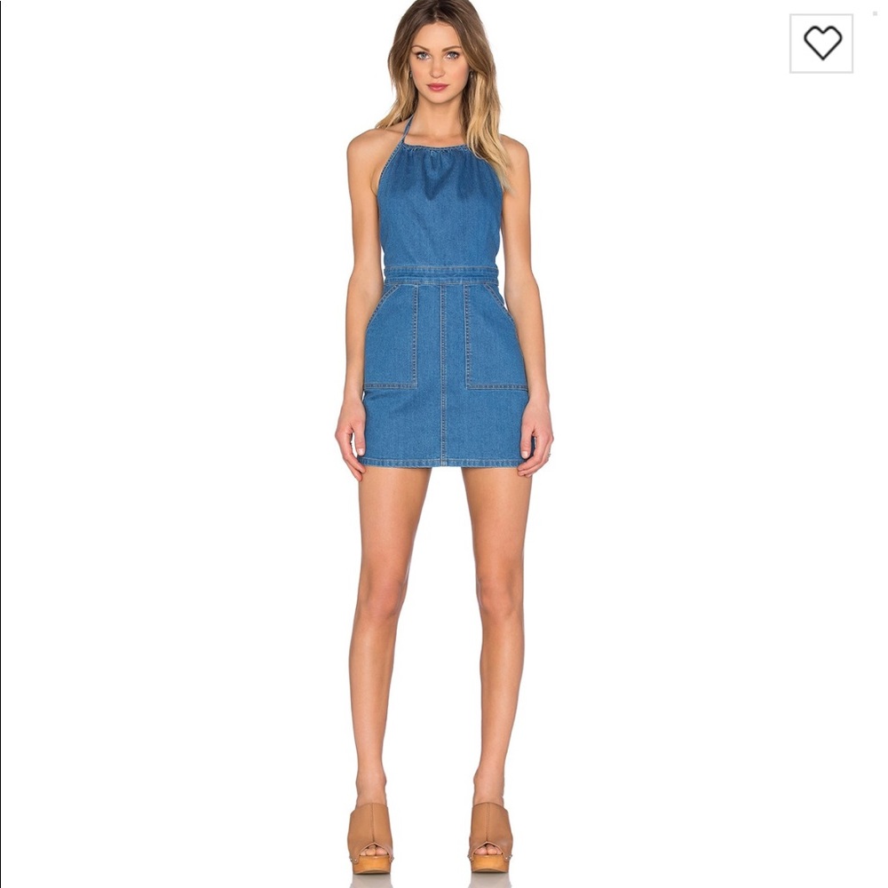 NWT Minkpink Luck you denim halter dress